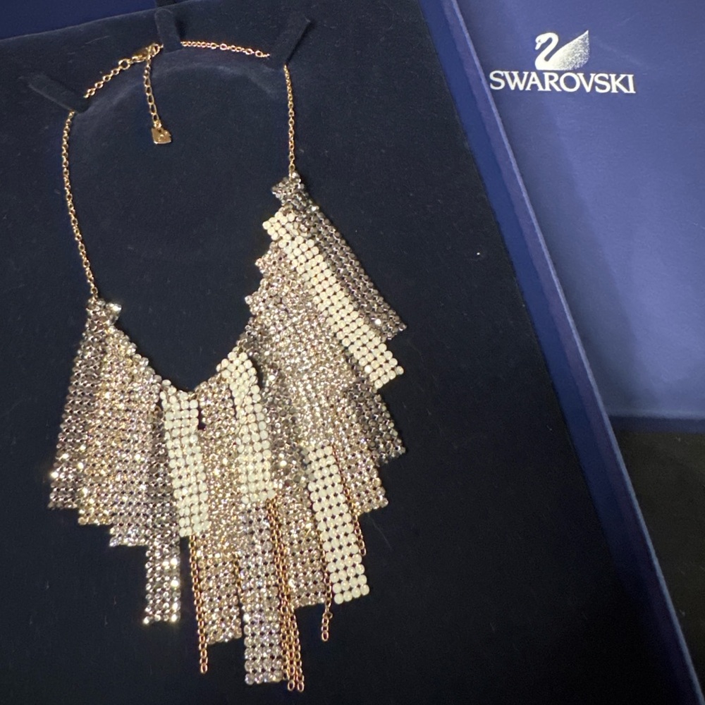 Swarovski Gold Crystal Fringe Collar Necklace